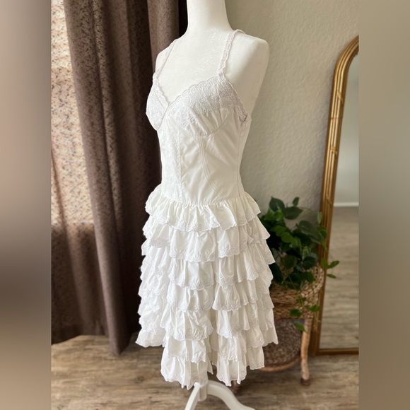 Vintage Betsey Johnson Runway Tiered Eyelet Cotton Lace Dress - Picture 5 of 17
